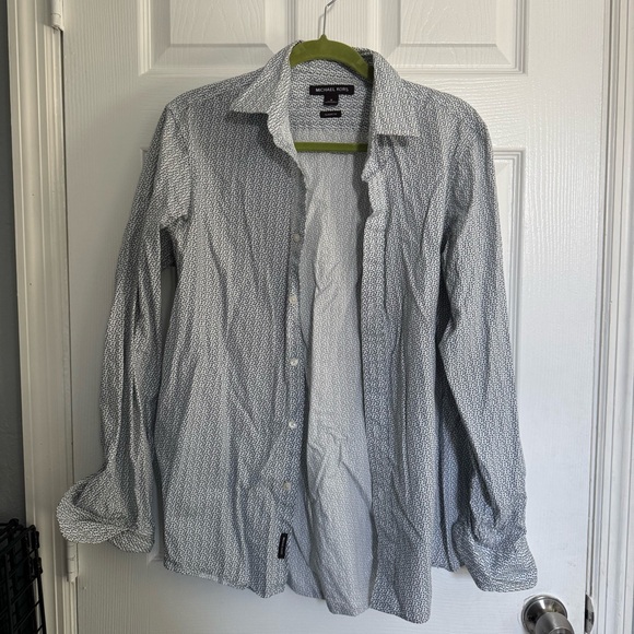 Michael Kors Blue and White Patterned dress Shirt - Picture 1 of 4